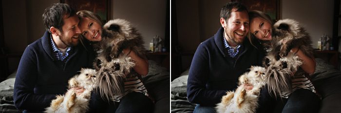 engagement session at home with pets