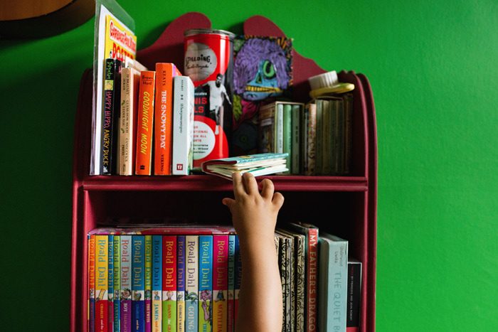 child reading books